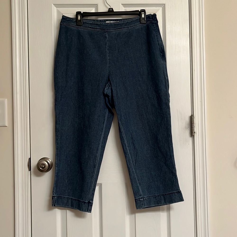 Coldwater Creek Natural Fit Blue Capri Length Jeans Flat Front Cotton-Blend 12